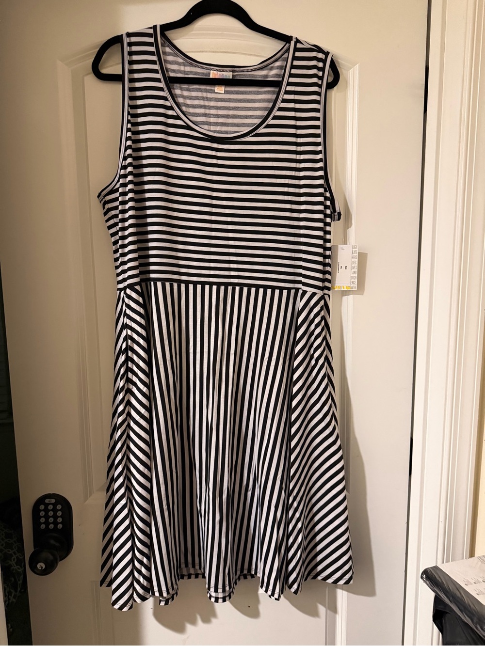 LuLaRoe Black & White Striped Sleeveless Midi Dress